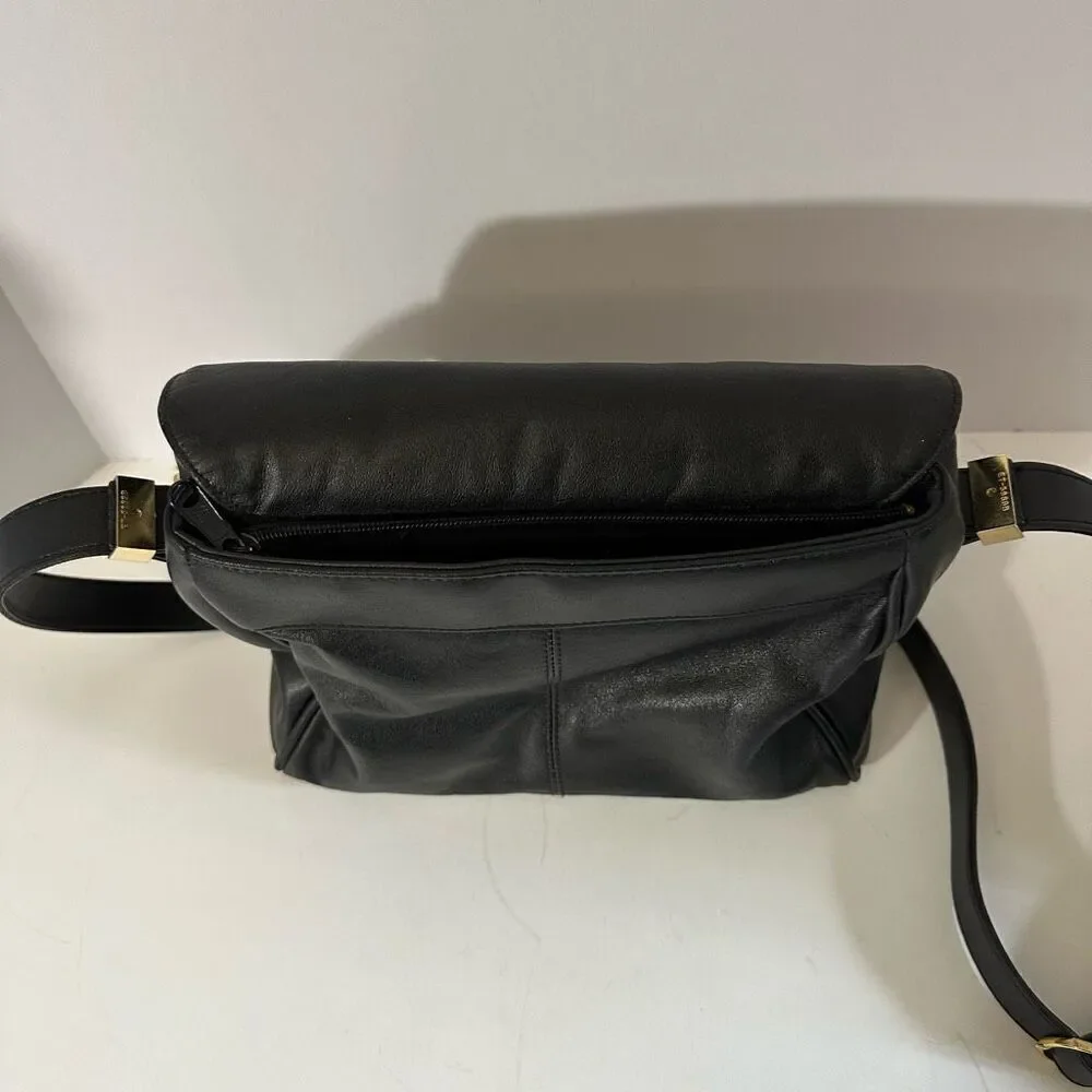 Sereta Black leather Purse with Shoulder Straps